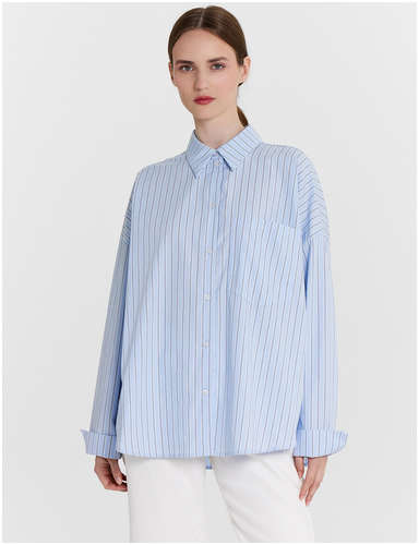 Рубашка женская голубая в полоску Mark Formelle 103238901
