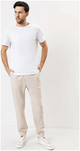 Брюки мужские текстильные из хлопка и льна в белом цвете Mark Formelle 103167929