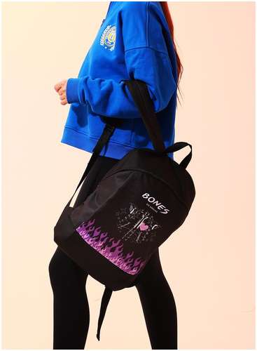 Рюкзак текстильный bones, 46х30х10 см, вертик карман, цвет черный NAZAMOK / 103165041 - вид 2