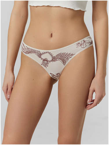 Трусы слипы женские кремовые с принтом Mark Formelle / 103231088 - вид 2