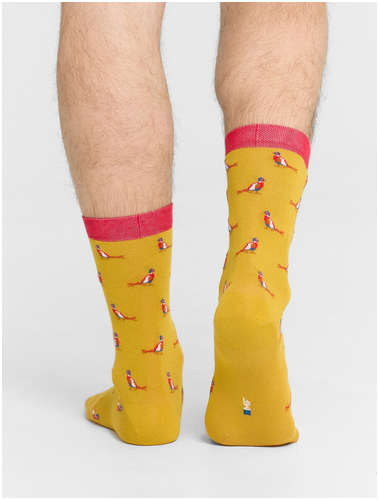 Носки мужские желтые с узором в виде попугаев Mark Formelle / 103223805 - вид 2