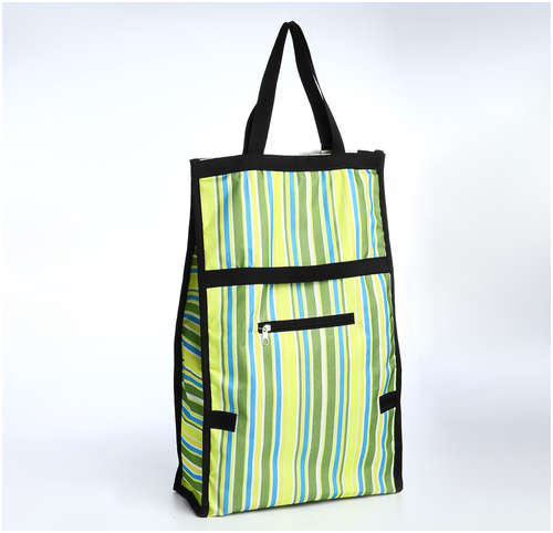 Сумка хозяйственная складная на липучке, 2 колеса, наружный карман, цвет зеленый 103231152