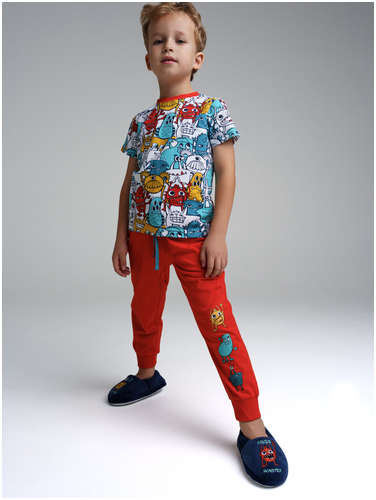 Комплект трикотажный фуфайка футболка брюки пижама пояс PLAYTODAY / 103162326 - вид 2