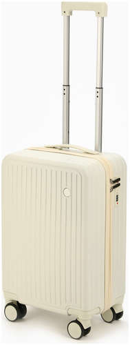 Чемодан на колесах маленький 44 л (s), на молнии, кодовый замок, 4 колеса, бежевый 103236771