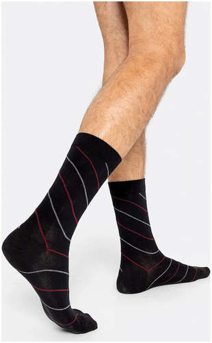 Носки мужские черные с рисунком в виде косой полоски Mark Formelle / 103166638 - вид 2