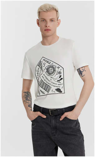 Футболка мужская белая с принтом и надписью Mark Formelle 103234540