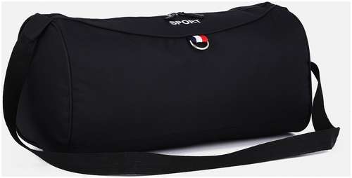 Сумка спортивная на молнии, наружный карман, длинный ремень, цвет черный / 103150617
