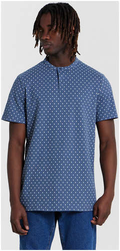 Поло мужское синее с принтом Mark Formelle / 103233443 - вид 2