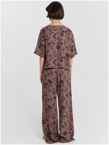 Комплект домашний женский коричневый с цветочным принтом Mark Formelle / 103240542 - вид 2