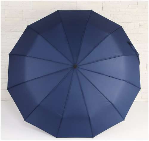 Зонт автоматический lanford, 3 сложения, 12 спиц, r=53/60 см, d=106 см, темно-синий QF / 103118645 - вид 2