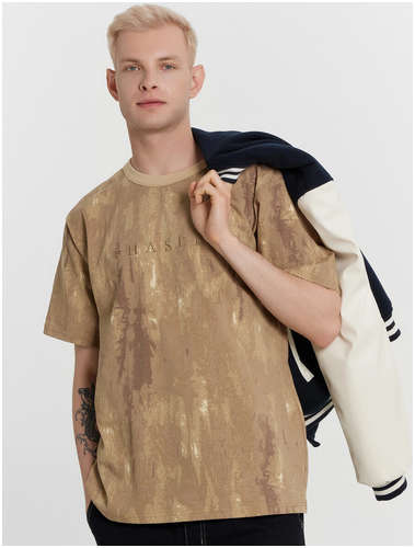 Футболка мужская бежевая с вышивкой Mark Formelle 103235039