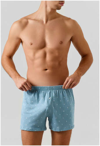 Трусы шорты мужские голубые с принтом Mark Formelle / 103239474 - вид 2