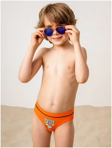 Купальные плавки для мальчиков в оранжевом цвете с принтом Mark Formelle / 103171836