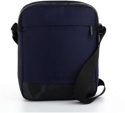Сумка мужская через плечо, 2 отдела на молниях, наружный карман, синяя / 103201986 - вид 2
