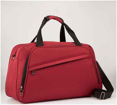 Сумка дорожная на молнии, 2 наружных кармана, держатель для чемодана, длинный ремень, цвет бордовый / 10345054