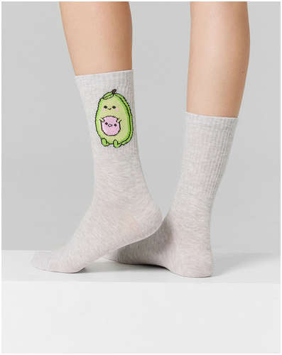 Носки женские серые с принтом в виде авокадо Mark Formelle / 103216463 - вид 2