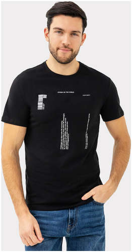 Полуприлегающая футболка черного цвета с текстовым принтом Mark Formelle 103170427