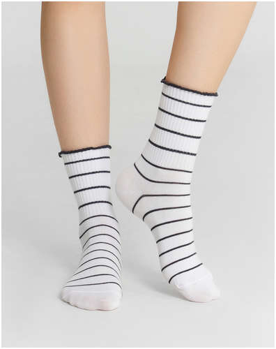 Носки женские высокие белые в полоску Mark Formelle / 103236163 - вид 2
