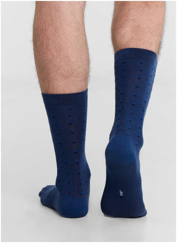 Носки мужские длинные синие с узором в виде мелких ромбиков Mark Formelle / 103223044 - вид 2