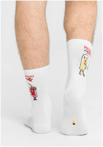 Носки мужские белые с надписью drink time Mark Formelle 103226321