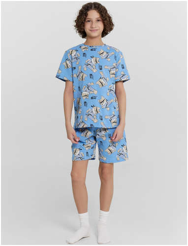 Комплект домашний для мальчиков голубой с принтом Mark Formelle / 103237141 - вид 2