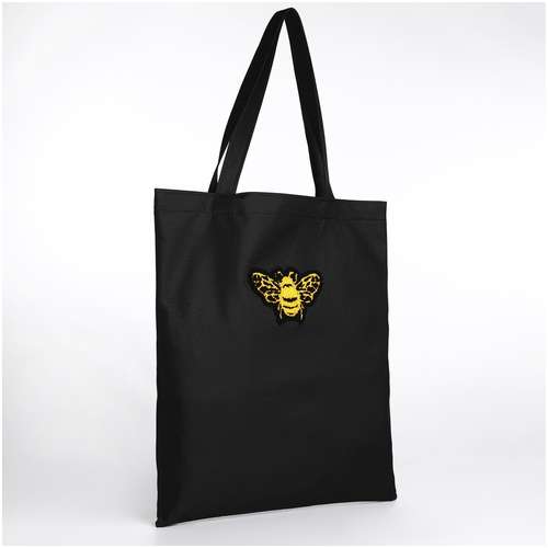 Шопер текстильный с вышивкой bee , 40х35 см, черный цвет NAZAMOK 103151784