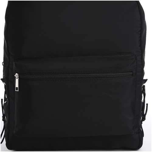 Рюкзак школьный текстильный с боковыми лентами, 38х29х11см, цвет черный, отдел на молнии NAZAMOK / 103160086 - вид 2