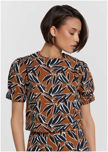 Блузка женская коричневая с принтом Mark Formelle / 103234974 - вид 2