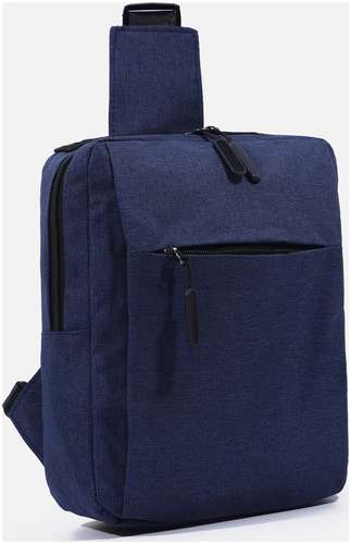 Сумка-слинг мужская из текстиля, с usb, цвет синий / 103120853 - вид 2