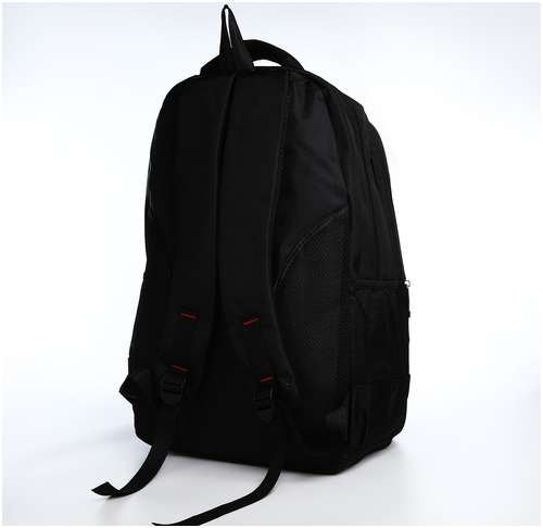Рюкзак молодежный из текстиля, 2 отдела на молнии, 4 кармана, цвет черный/зеленый / 103157905 - вид 2