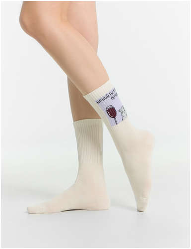 Носки женские кремовые с надписью Mark Formelle 103220957