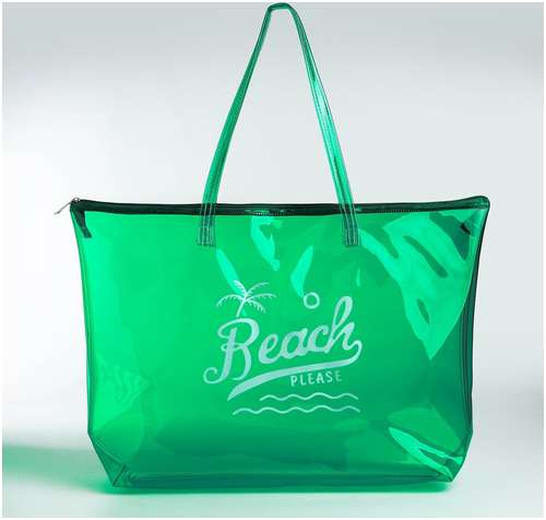 Сумка женская пляжная beach please, 50х35х11 см, зеленый цвет NAZAMOK / 103165320 - вид 2