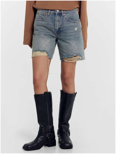 Шорты женские джинсовые в синем цвете Mark Formelle / 103229447 - вид 2