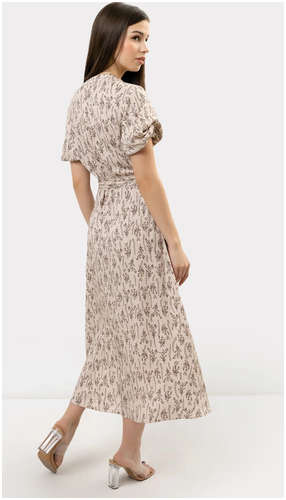 Платье женское миди в бежевом оттенке с цветочным принтом Mark Formelle / 103167003 - вид 2