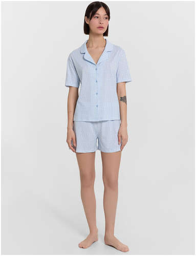 Комплект домашний женский голубой в клетку Mark Formelle 103241406