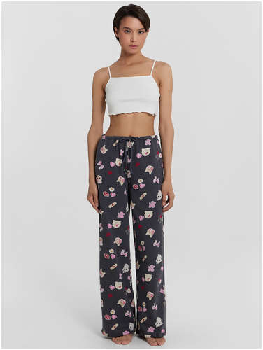 Брюки домашние женские серые с принтом Mark Formelle 103237809