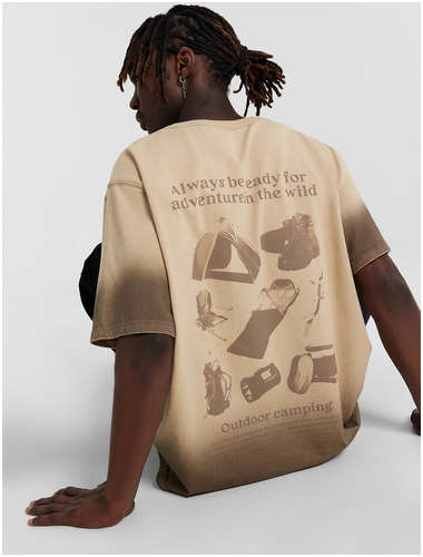 Футболка мужская бежевая с принтом Mark Formelle 103232870