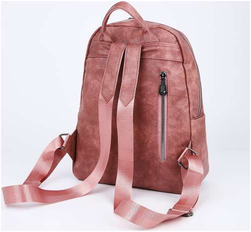 Рюкзак женский из искусственной кожи на молнии, 2 кармана, цвет розовый / 103136927 - вид 2