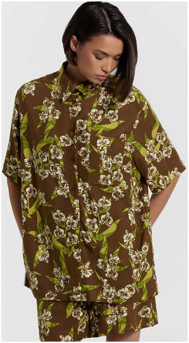 Рубашка женская коричневая с цветочным принтом Mark Formelle / 103236060 - вид 2