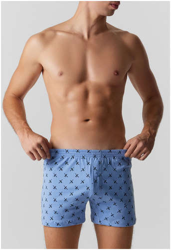 Трусы шорты мужские голубые с принтом Mark Formelle / 103237287 - вид 2