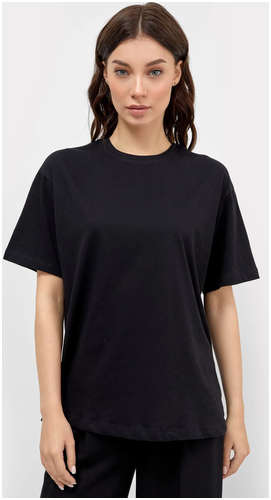 Хлопковая однотонная футболка черного цвета Mark Formelle / 103166222 - вид 2