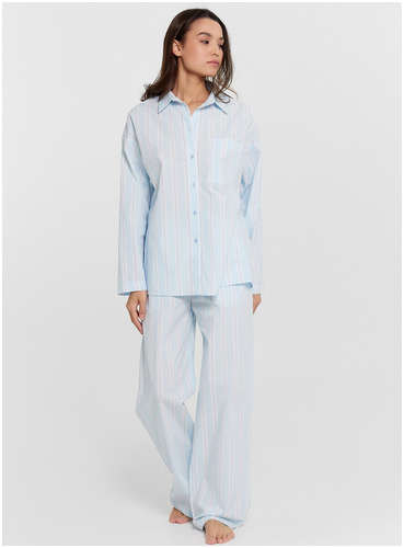 Женские домашние брюки голубые в полоску Mark Formelle 103224723