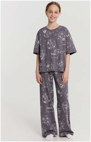 Комплект домашний для девочек серый с принтом Mark Formelle 103238855