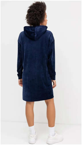 Плюшевое платье-худи с карманом-кенгуру темно-синего цвета Mark Formelle / 103167873 - вид 2