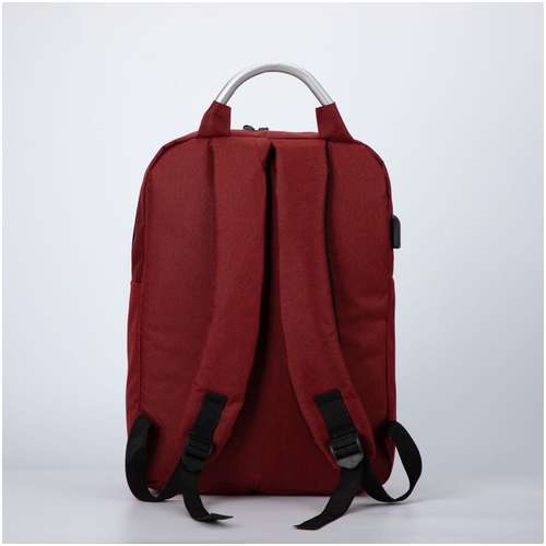 Рюкзак молодежный из текстиля, наружный карман, цвет красный / 103122837 - вид 2