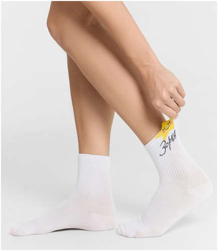 Носки женские белые с узором и надписью Mark Formelle 103238841