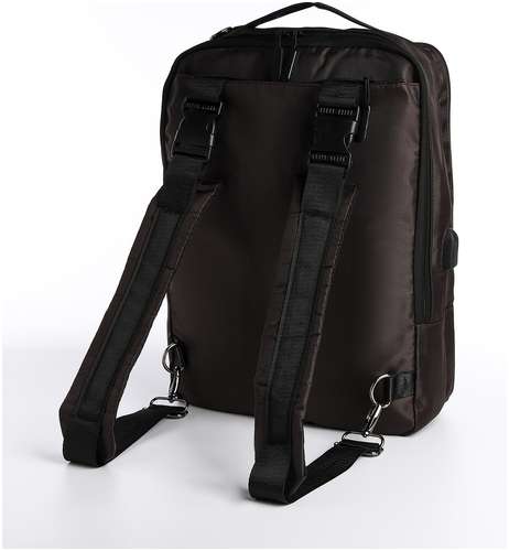 Рюкзак-сумка на молнии, 2 наружных кармана, цвет коричневый / 103163880 - вид 2