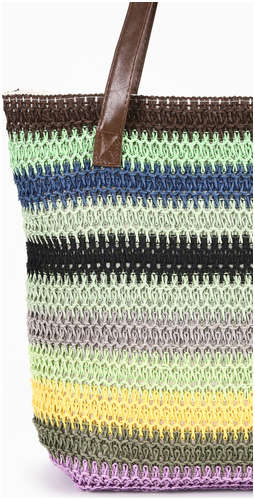 Сумка пляжная на молнии, на подкладке, зеленая/синяя/черная / 103222885 - вид 2