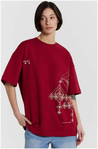 Футболка женская бордовая с принтом и надписью Mark Formelle / 103231620 - вид 2