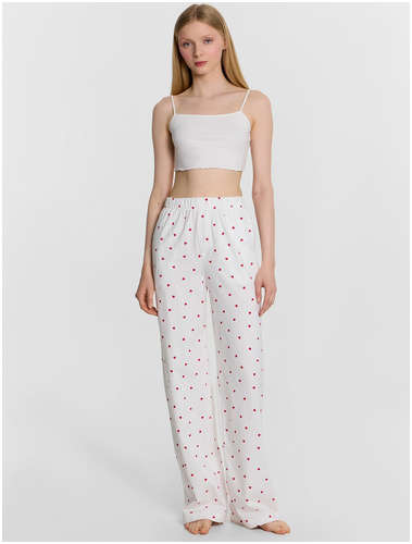 Брюки женские белые с принтом Mark Formelle 103241279